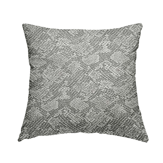 Scales Balanced Design White Grey Colour Soft Woven Chenille Furnishing Fabric JO-43 - Handmade Cushions