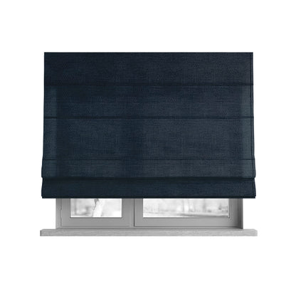 Bhopal Soft Textured Navy Blue Coloured Plain Velour Pile Upholstery Fabric - Roman Blinds