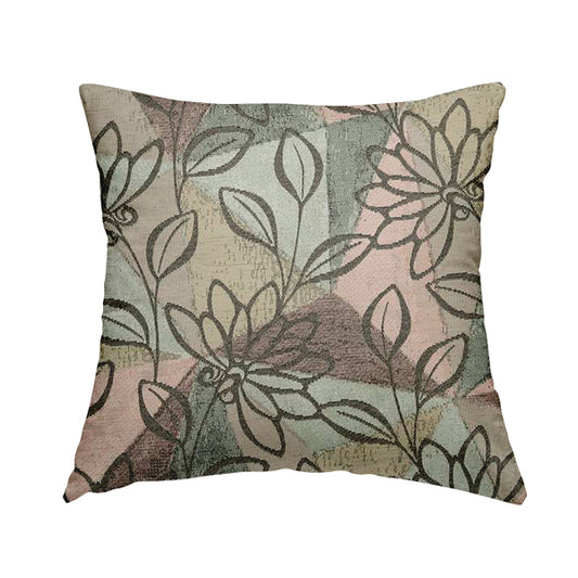 Saphira Pink Green Multi Colour Designer Floral Pattern Soft Chenille Upholstery Fabric JO-54 - Handmade Cushions
