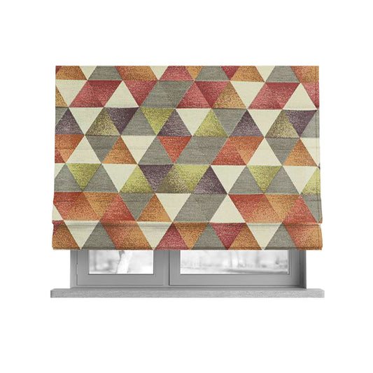 Le Triangle Collection Soft Feel Geometric Diamond Pattern Purple Raspberry Colour Chenille Upholstery Fabric JO-58 - Roman Blinds