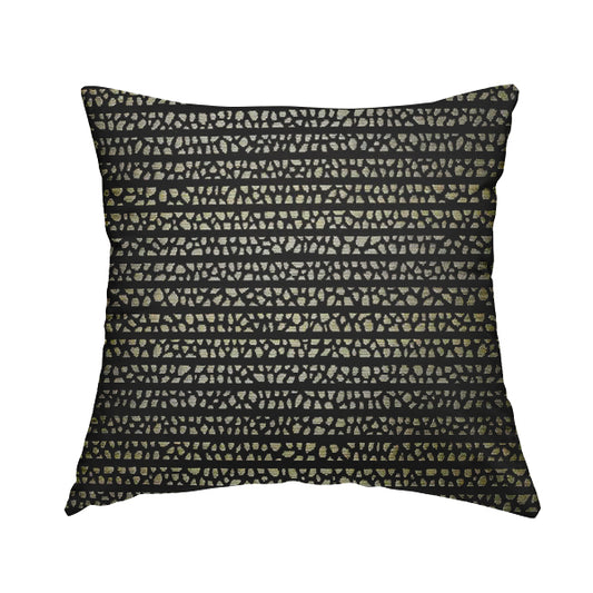 Hollywood Black and Gold Shine Effect Geometric Small Motif Pattern Soft Chenille Upholstery Fabric JO-62 - Handmade Cushions