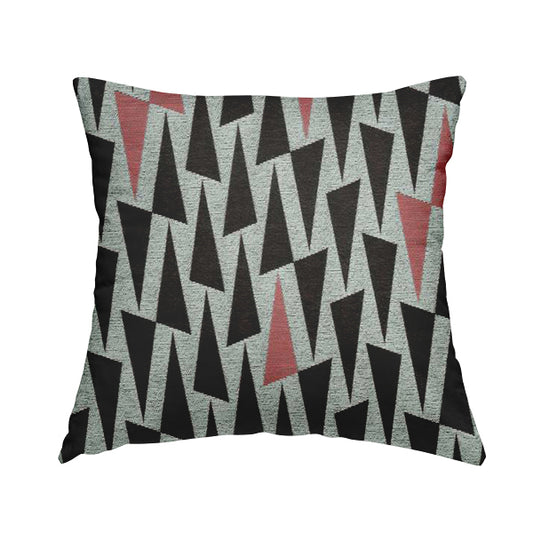 Fantasque Black Pink Triangular Geometric Pattern Woven Soft Chenille Upholstery Fabric JO-66 - Handmade Cushions