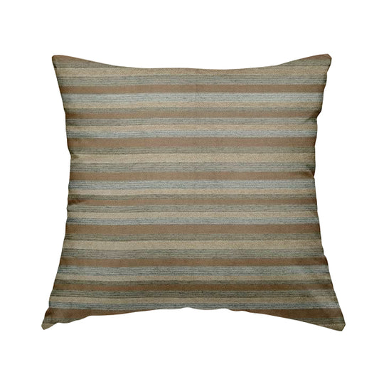 Enya Designer Soft Luxury Striped Fabric Brown Beige Grey JO-72 - Handmade Cushions