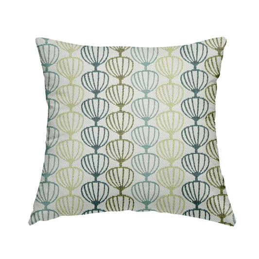 Teal Blue Green Geometric Balloon Pattern Soft Chenille Upholstery Fabric JO-90 - Handmade Cushions