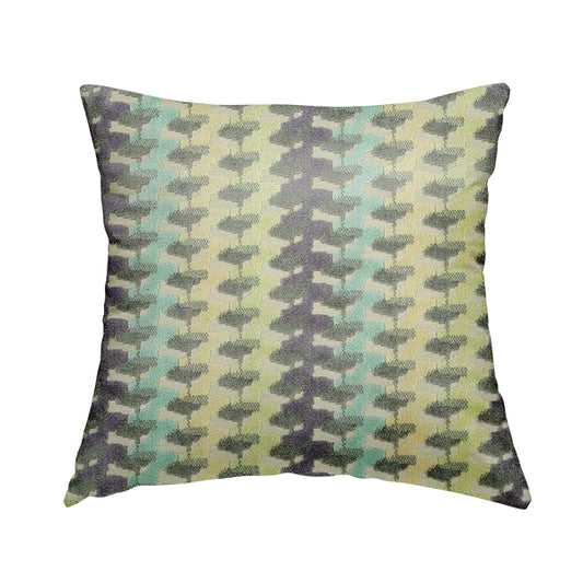 Ziani Cut Velvet Fabric In Geometric Pattern Winter Yellow Teal Purple Grey Colour JO-93 - Handmade Cushions