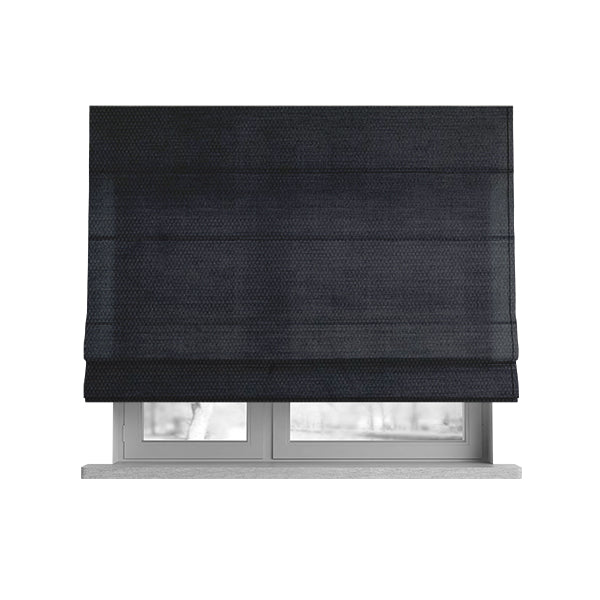 Bhopal Soft Textured Black Coloured Plain Velour Pile Upholstery Fabric - Roman Blinds