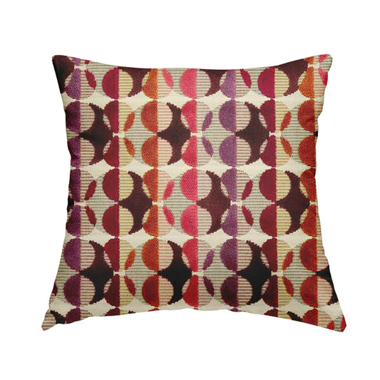 Ziani Designer Eclipse Pattern In Vibrant Orange Pink Purple Red Colour Velvet Upholstery Fabric JO-94 - Handmade Cushions
