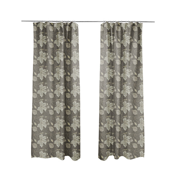 Brown Floral Inspired Soft Chenille Upholstery Fabric JO-115 - Made To Measure Curtains