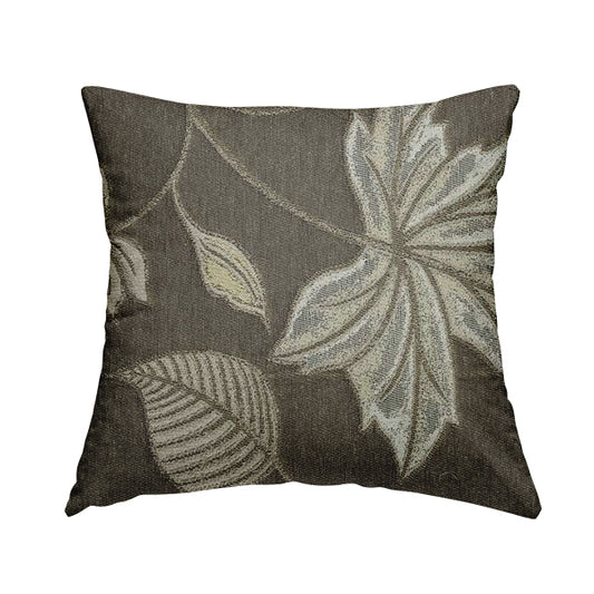 Brown Floral Inspired Soft Chenille Upholstery Fabric JO-115 - Handmade Cushions