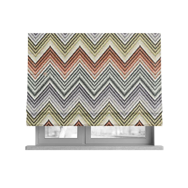 Furnishing Fabric White Green Orange Yellow Purple Colour Chevron Soft Chenille Fabric JO-120 - Roman Blinds