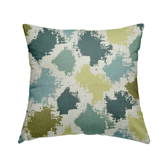 White Green Blue Colours Paint Splotch Inspired Pattern Soft Chenille Upholstery Fabric JO-124 - Handmade Cushions