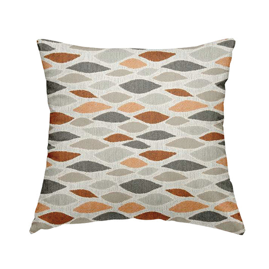 Eye Lid Pattern Fabric In Grey Orange White Colour Woven Soft Chenille Fabric JO-129 - Handmade Cushions