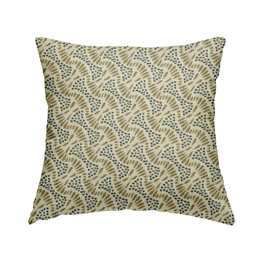 Blue Yellow Cream Balanced Geometric Pattern Soft Chenille Upholstery Fabric JO-136 - Handmade Cushions