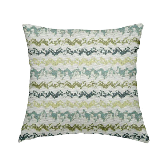 White Green Blue Colours Paint Brush Striped Pattern Soft Chenille Upholstery Fabric JO-139 - Handmade Cushions