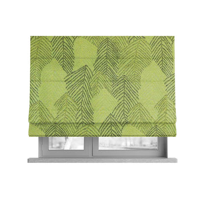 Piccadilly Collection Leaf Floral Pattern Woven Upholstery Green Chenille Fabric JO-142 - Roman Blinds