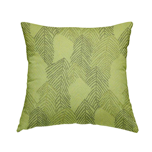 Piccadilly Collection Leaf Floral Pattern Woven Upholstery Green Chenille Fabric JO-142 - Handmade Cushions
