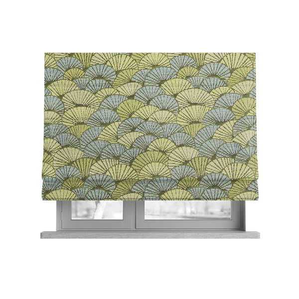 Green Blue Colours Nature Inspired Pattern Soft Chenille Upholstery Fabric JO-164 - Roman Blinds