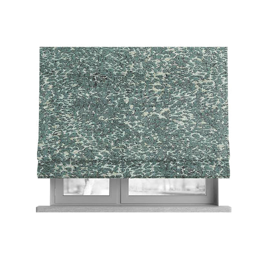 Teal Beige Camouflage Effect Pattern Soft Chenille Fabric JO-172 - Roman Blinds
