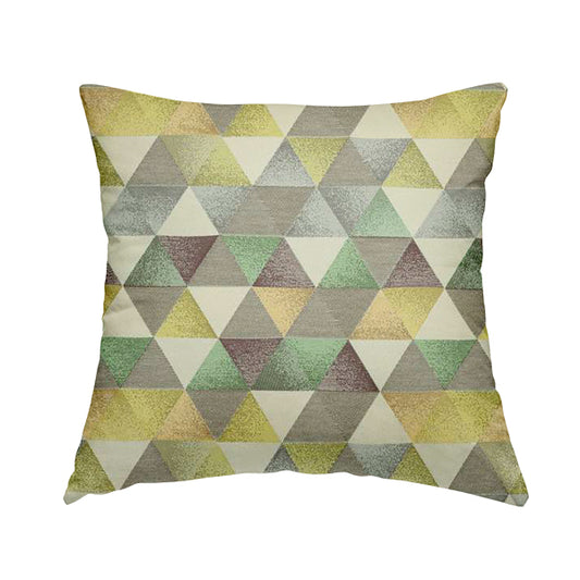 Le Triangle Collection Soft Feel Geometric Diamond Pattern Green Limes Chenille Upholstery Fabric JO-176 - Handmade Cushions