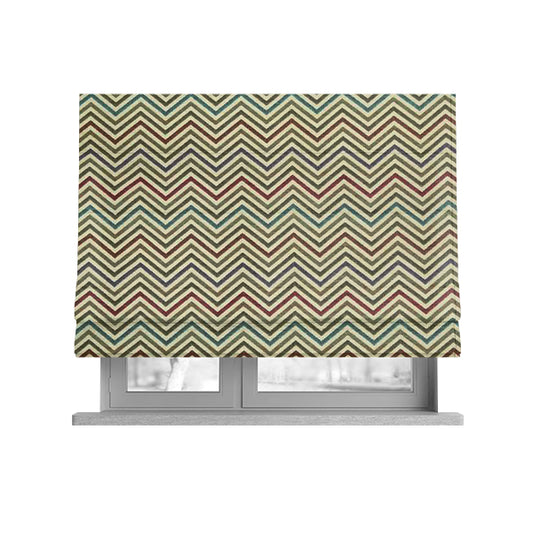 Multi Coloured Chevron Striped Soft Chenille Fabric JO-183 - Roman Blinds