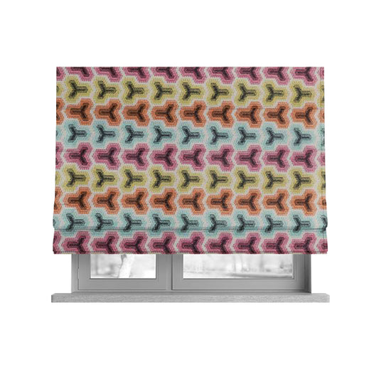 Carnival Living Fabric Collection Multi Colour Geometric Pattern Upholstery Curtains Fabric JO-191 - Roman Blinds