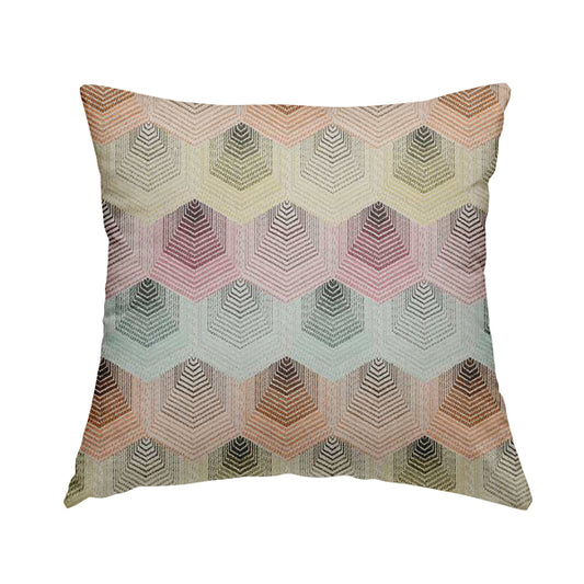 Carnival Living Fabric Collection Multi Colour Faded Hexagon Shape Pattern Upholstery Curtains Fabric JO-193 - Handmade Cushions