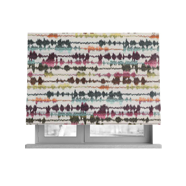 Carnival Living Fabric Collection Multi Colour Striped Spikes Funky Retro Pattern Upholstery Curtains Fabric JO-194 - Roman Blinds