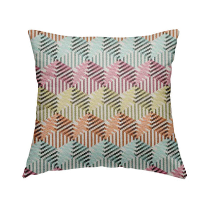 Carnival Living Fabric Collection Multi Colour Geometric Hexagon Shapes Funky Retro Pattern Upholstery Curtains Fabric JO-195 - Handmade Cushions
