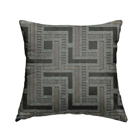 Vegas Silver Grey Shine Effect Geometric Maze Pattern Soft Chenille Upholstery Fabric JO-197 - Handmade Cushions