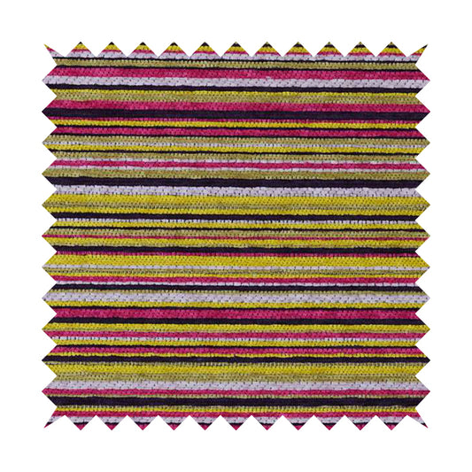 Soft Feel Railroaded Design Candy Multi Coloured Chenille Upholstery Fabric JO-200