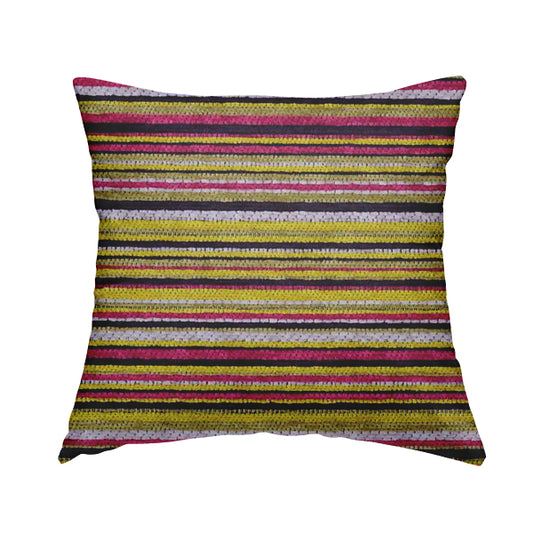 Soft Feel Railroaded Design Candy Multi Coloured Chenille Upholstery Fabric JO-200 - Handmade Cushions