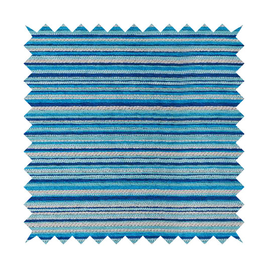Soft Feel Railroaded Design Blue Colour Chenille Upholstery Fabric JO-201