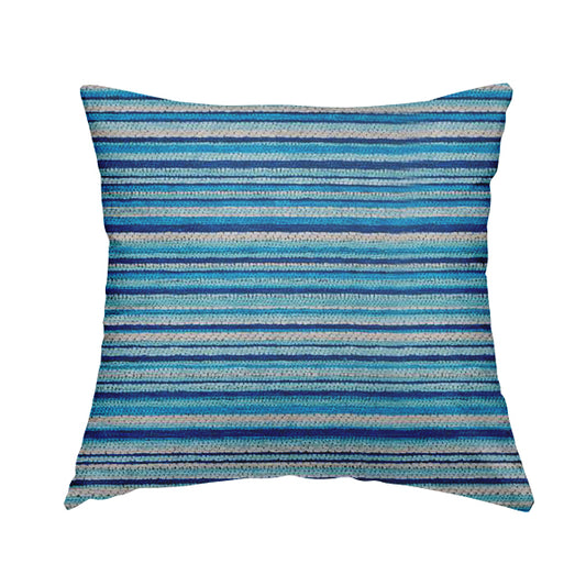 Soft Feel Railroaded Design Blue Colour Chenille Upholstery Fabric JO-201 - Handmade Cushions