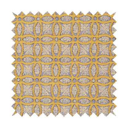 Renieri Fabric Collection Yellow Medallion Inspired Geometric Pattern Soft Chenille Upholstery Fabric JO-203 - Made To Measure Curtains