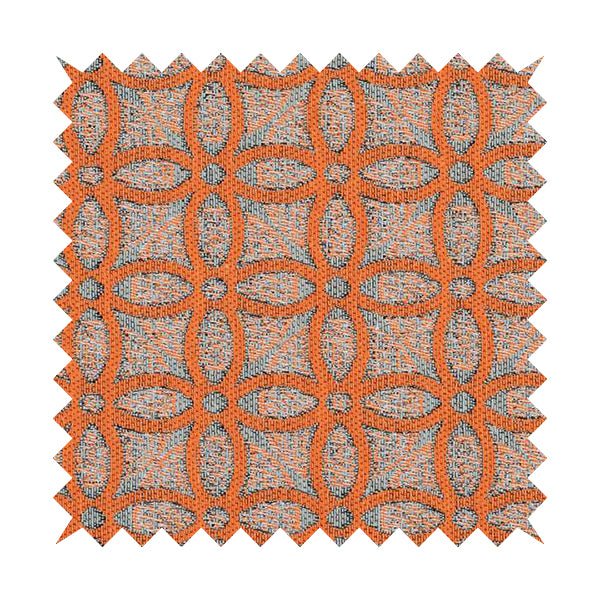 Renieri Fabric Collection Orange Medallion Inspired Geometric Pattern Soft Chenille Upholstery Fabric JO-204 - Handmade Cushions