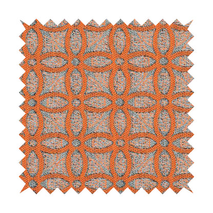 Renieri Fabric Collection Orange Medallion Inspired Geometric Pattern Soft Chenille Upholstery Fabric JO-204 - Handmade Cushions