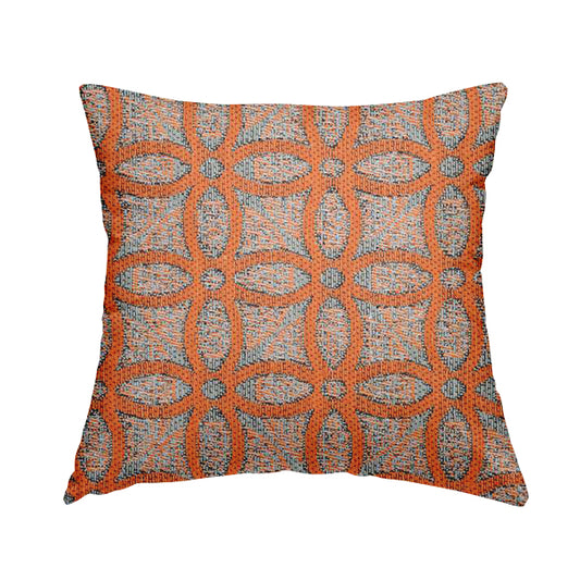 Renieri Fabric Collection Orange Medallion Inspired Geometric Pattern Soft Chenille Upholstery Fabric JO-204 - Handmade Cushions