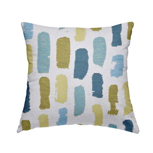 White Green Blue Colours Paint Strokes Inspired Pattern Soft Chenille Upholstery Fabric JO-206 - Handmade Cushions