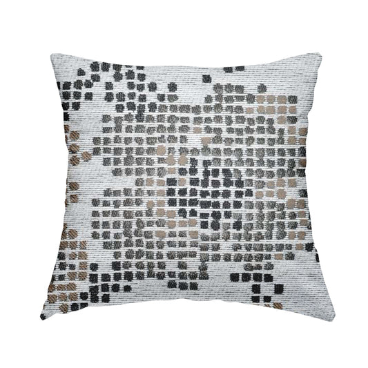 Reminiscence Floral Collection Brown Natural Colours Geometric Pattern Chenille Upholstery Fabric JO-207 - Handmade Cushions