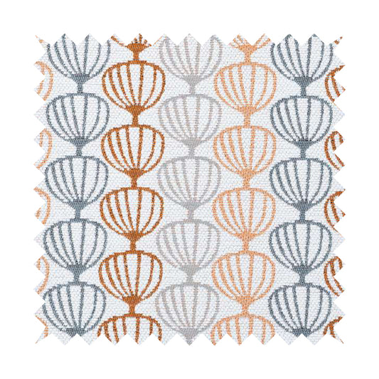 Orange Grey White Geometric Balloon Pattern Soft Chenille Upholstery Fabric JO-214
