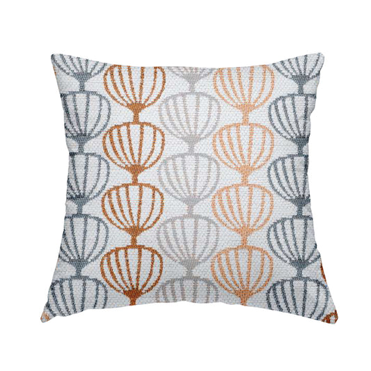 Orange Grey White Geometric Balloon Pattern Soft Chenille Upholstery Fabric JO-214 - Handmade Cushions