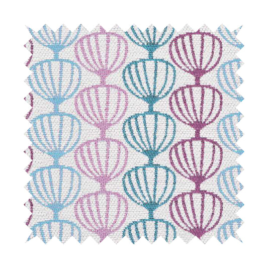 Purple Blue White Geometric Balloon Pattern Soft Chenille Upholstery Fabric JO-215