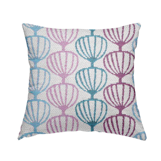 Purple Blue White Geometric Balloon Pattern Soft Chenille Upholstery Fabric JO-215 - Handmade Cushions