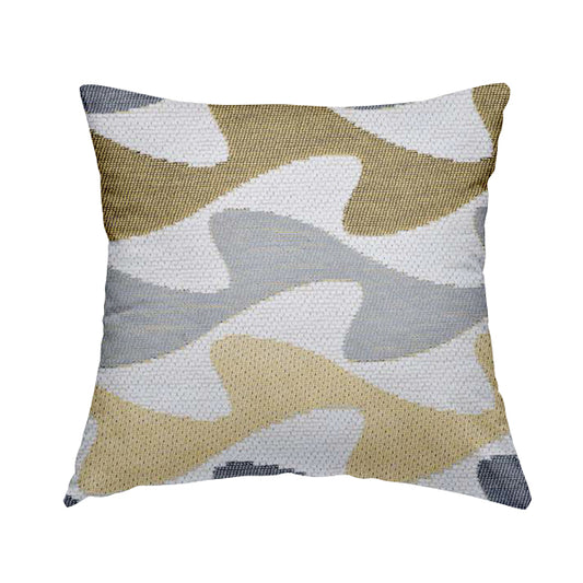 Fantasque Blue Green White Geometric Pattern Soft Chenille Upholstery Fabric JO-216 - Handmade Cushions