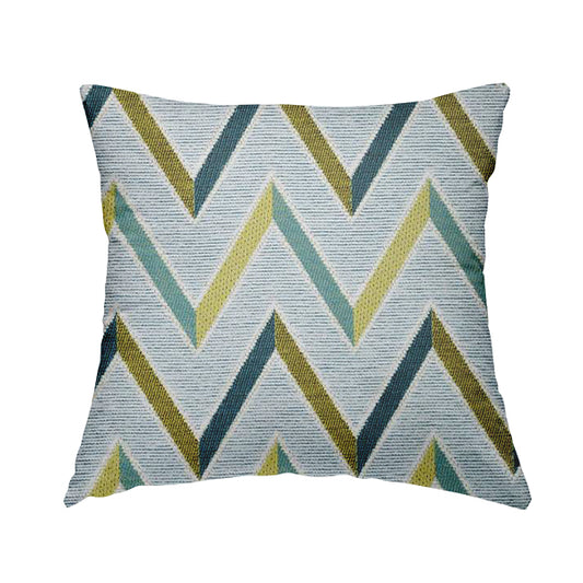 White Teal Green Chevron Stripe Design Soft Chenille Upholstery Fabric JO-221 - Handmade Cushions