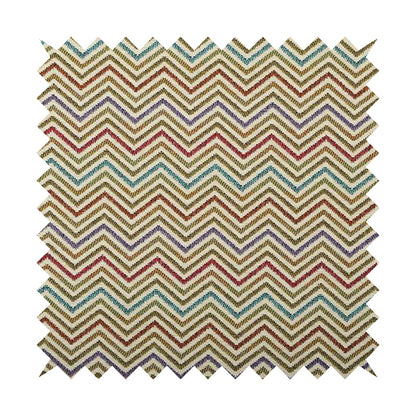 Multi Coloured Chevron Striped Soft Chenille Upholstery Fabric JO-229 - Roman Blinds