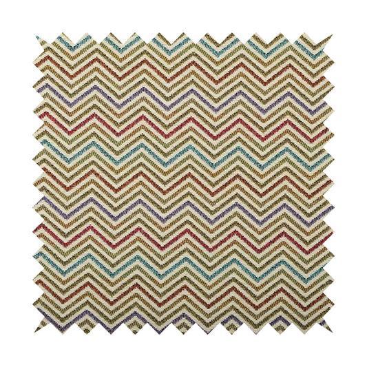 Multi Coloured Chevron Striped Soft Chenille Upholstery Fabric JO-229