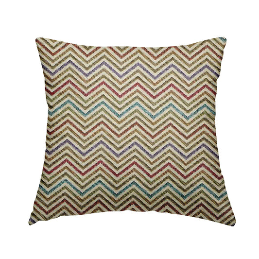 Multi Coloured Chevron Striped Soft Chenille Upholstery Fabric JO-229 - Handmade Cushions