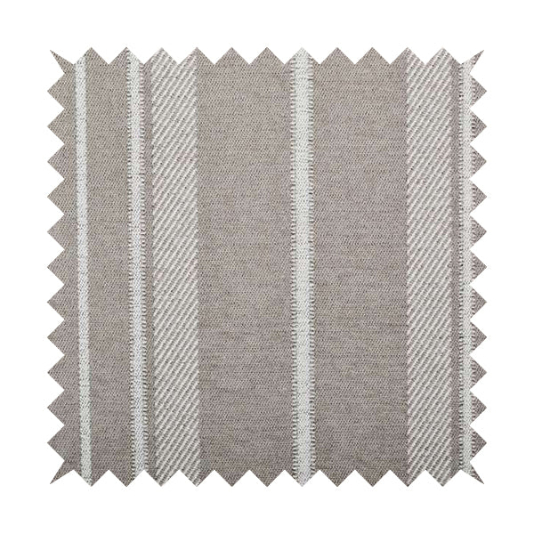 Highland Collection Luxury Soft Like Cotton Broad Striped Design Grey White Colour Chenille Upholstery Fabric JO-232 - Roman Blinds