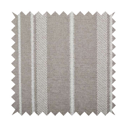 Highland Collection Luxury Soft Like Cotton Broad Striped Design Grey White Colour Chenille Upholstery Fabric JO-232 - Roman Blinds
